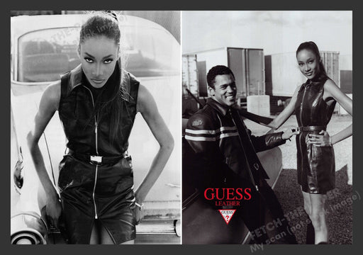 Guess Leather Couple Dress Jacket 1990s Print Advertisement (2 pgs) 1996 Fetch the Paper!