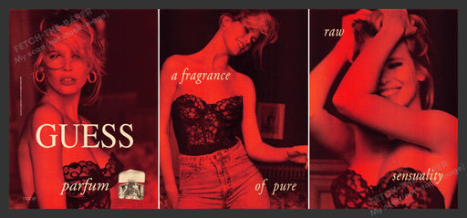 1990 Guess Perfume Claudia Schiffer Print Advertisement (3 Pages)