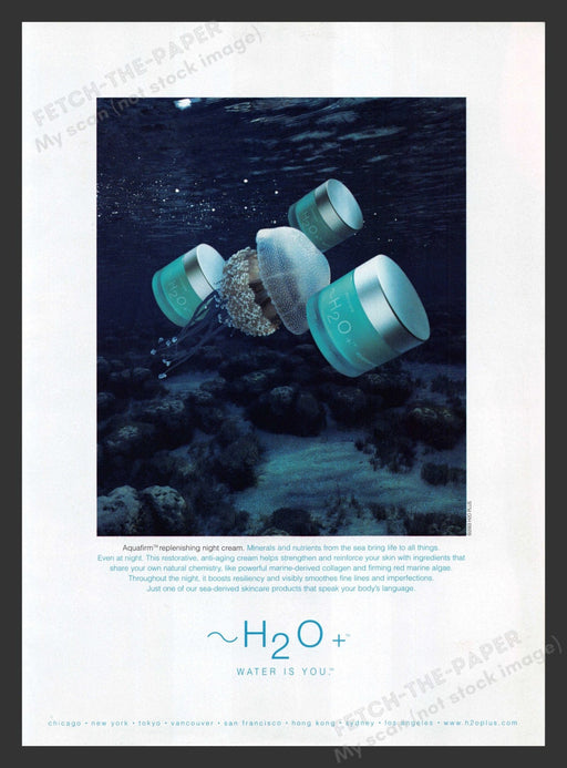 2003 H2O Aquafirm Night Cream Jellyfish Ocean Print Advertisement Ad