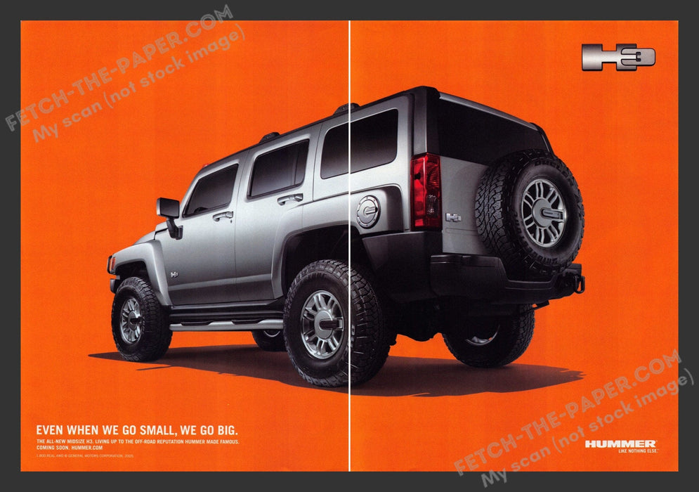 2005 Print Advertisement 2 Page H3 Hummer Midsize SUV Ad.