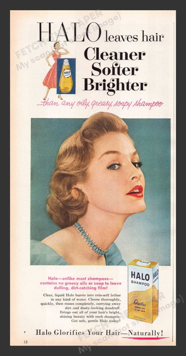 1956 Halo Shampoo Glorifies Your Hair Naturally Print Advertisement Ad