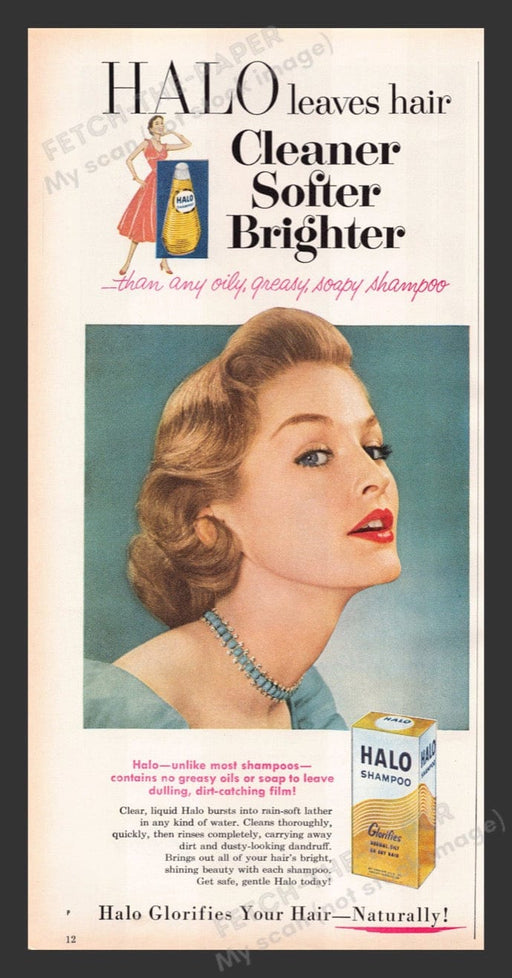 1956 Halo Shampoo Glorifies Your Hair Naturally Print Advertisement Ad