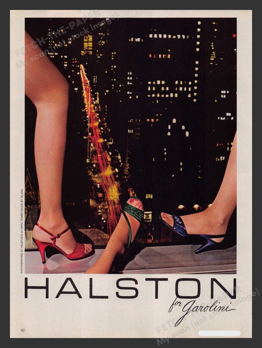 Halston for Garolini Shoes Legs Cityscape 1980s Print Advertisement 1980 Fetch the Paper!