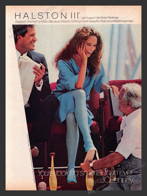 1984 Halston III Ultra Sheer Blue Pantyhose Print Advertisement Ad