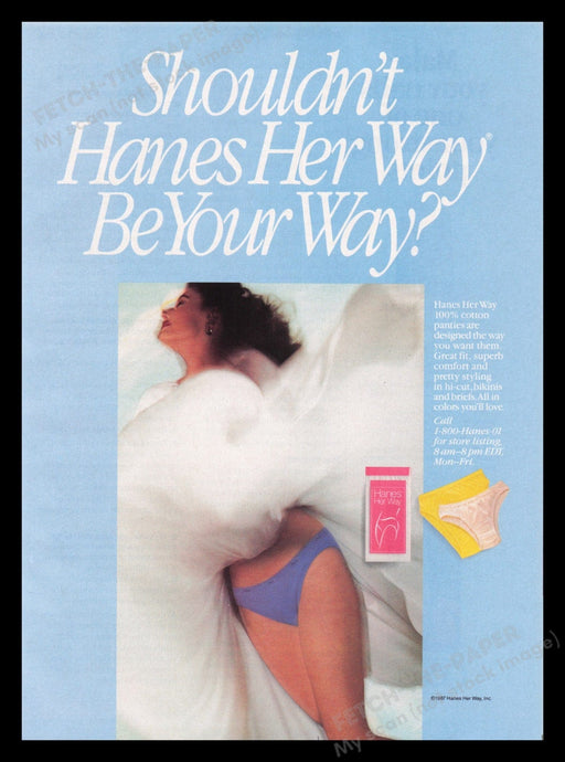 Hanes Her Way 1980s Print Advertisement Ad 1988 Panties Skirt Legs Spinning Fetch the Paper!