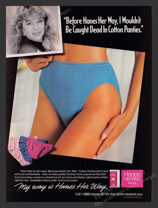 1991 Hanes Her Way Panties Hi-Brief Cute Blonde Print Advertisement Ad
