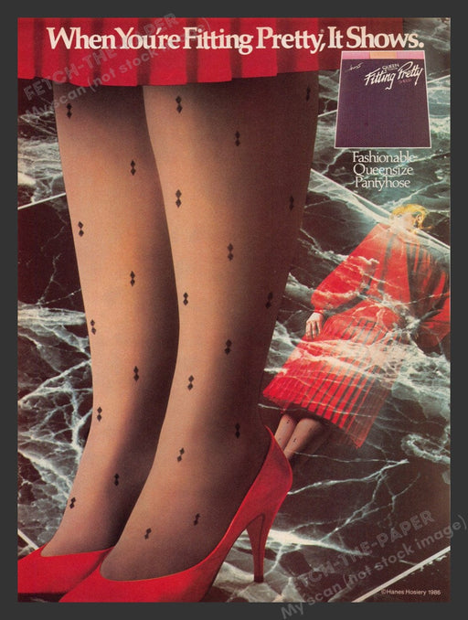 1987 Hanes Queen Size Fitting Pretty Pantyhose Hosiery Print Advertisement Ad