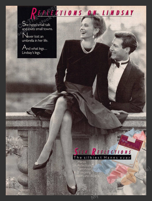 1987 Hanes Silk Reflections Hosiery Legs Sitting Print Advertisement Ad