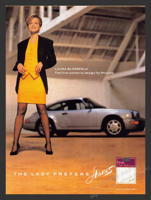 1990 Hanes Silk Reflections Laura Blossfeld Porsche Print Advertisement Ad