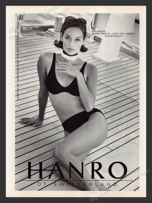 Hanro of Switzerland Lingerie Bra Panty Boat Deck 1990s Print Advertisement 1996 Fetch the Paper!