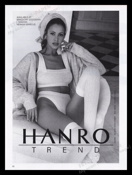 Hanro Trend Lingerie 1990s Print Advertisement Ad 1993 Thigh Highs Legs Fetch the Paper!