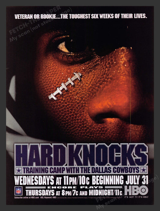 2002 Hardknocks Training Camp Dallas Cowboys T.V. Show Print Advertisement Ad.