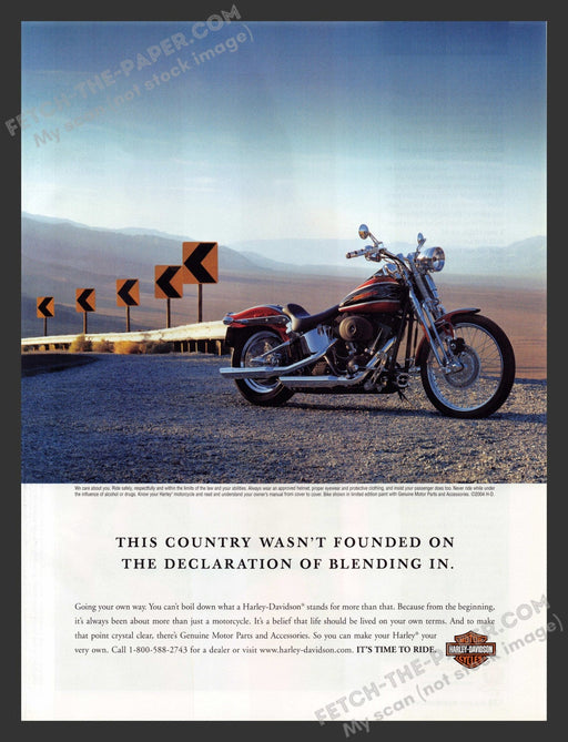 2005 Print Advertisement Harley-Davidson Motorcycle Don't Blend In Ad.