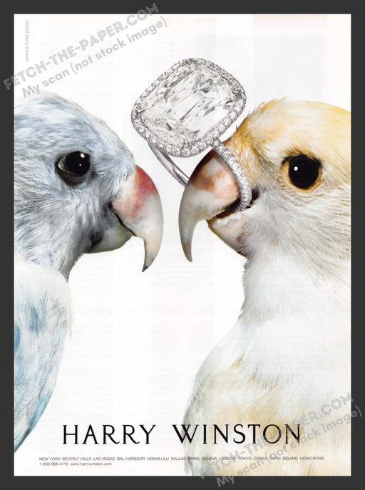 2007 Print Advertisement Harry Winston Jewelry Parrots Birds Ad.