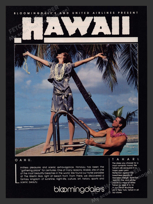 Hawaii 1980s Print Advertisement Ad 1983 Oahu Legs Pool Tahari Travel Promo Fetch the Paper!