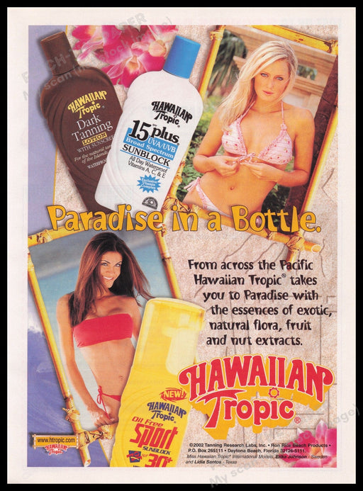 Hawaiian Tropic 2000s Print Advertisement Ad 2002 Fetch the Paper!