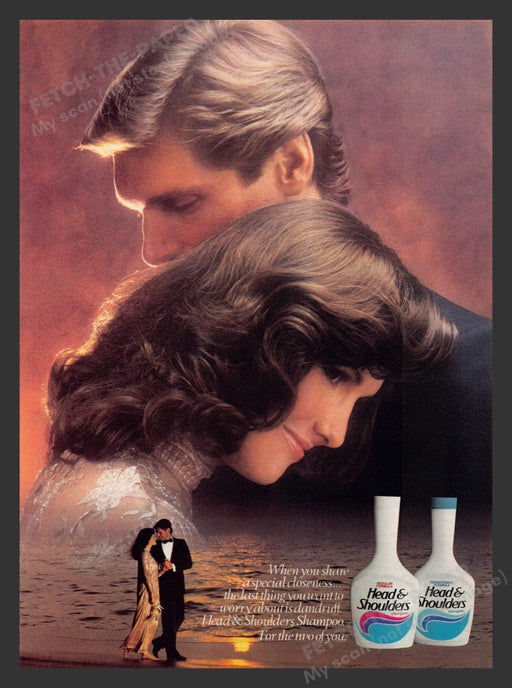 1983 Head & Shoulders Dandruff Shampoo Couple on Beach Print Advertisement Ad