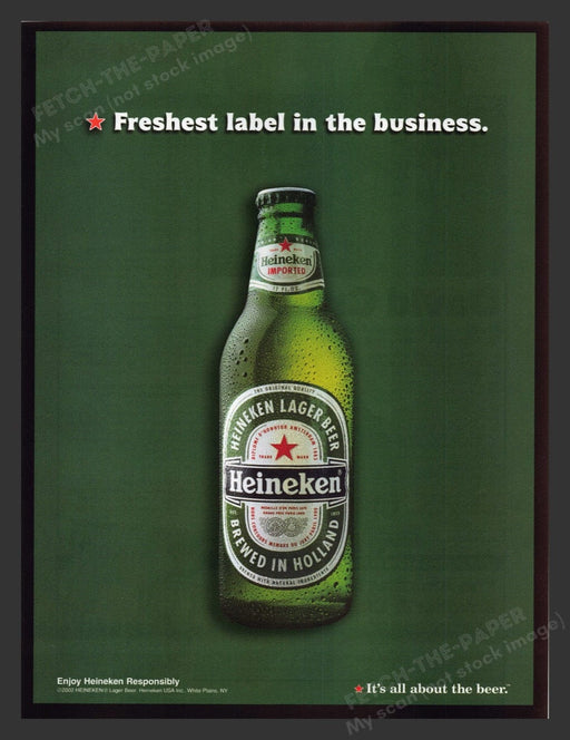 2002 Heineken Beer "Freshest Label in the Business" Print Advertisement Ad