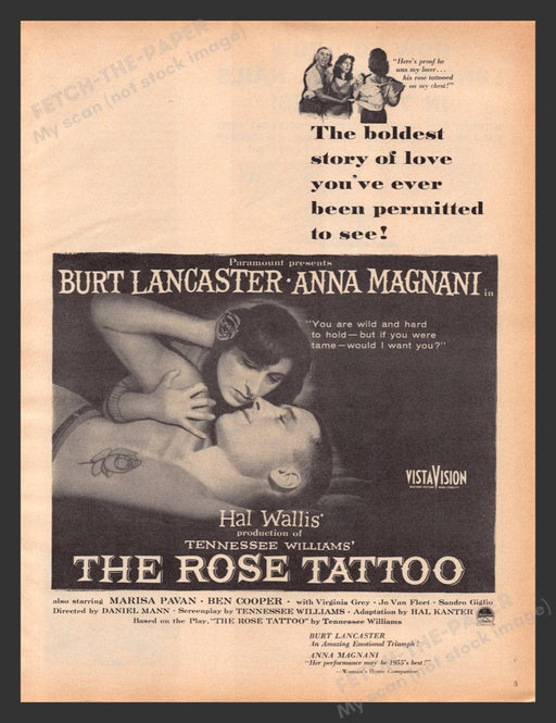 1956 The Rose Tattoo Movie Release Print Advertisement Ad