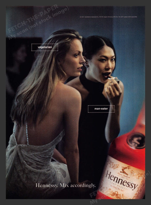 2001 Hennessy Cognac Girls Makeup Getting Ready Print Advertisement Ad