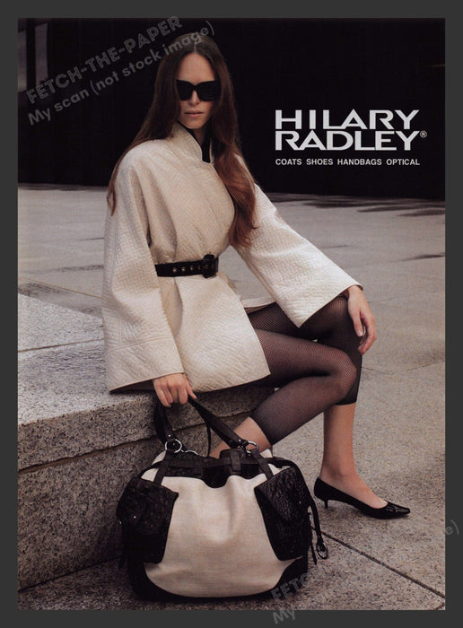 Hilary Radley 2000s Print Advertisement 2007 Fashion Fishnet Hosiery Legs Fetch the Paper!