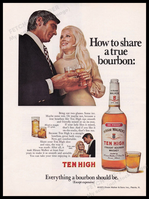 Hiram Walker's Bourbon Whiskey 1970s Print Advertisement Ad 1972 Share Fetch the Paper!