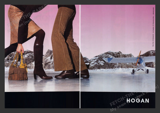 Hogan Shoes Iced Lake Airplane 2000s Print Advertisement (2 pages) 2001 Fetch the Paper!