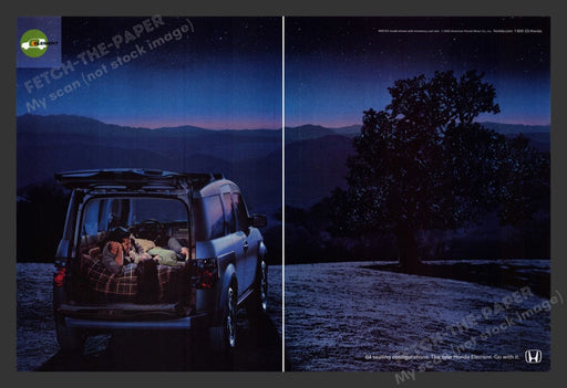 2003 Honda Element Nighttime Camping Print Advertisement (2 Pages)