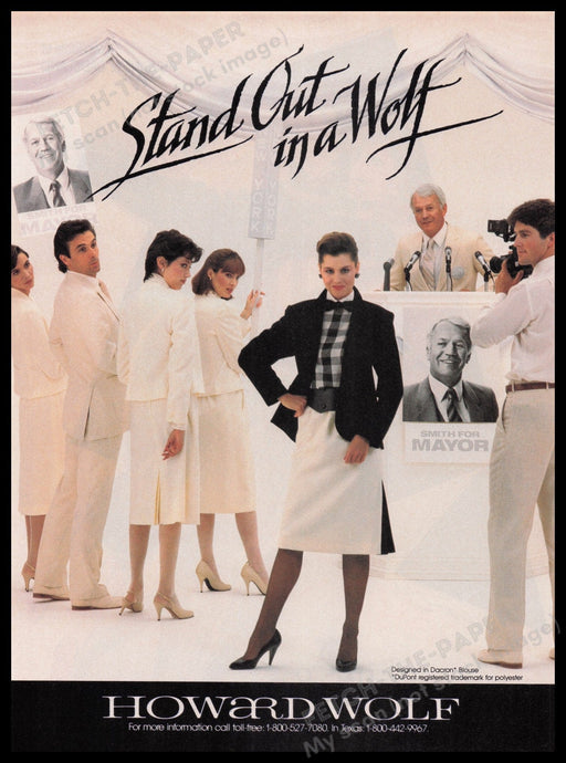 Howard Wolf Clothing 1980s Print Advertisement Ad 1983 Legs "Stand Out" Fetch the Paper!