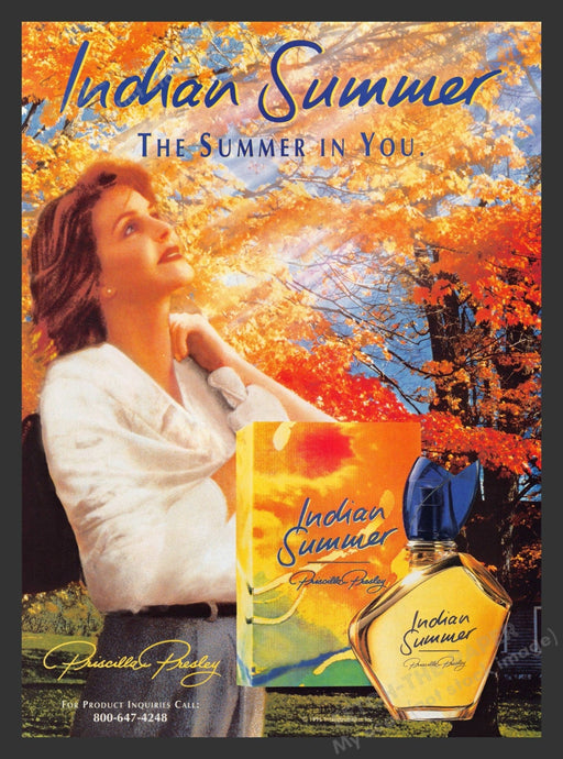 Indian Summer Priscilla Presley Fragrance 1990s Print Advertisement Ad 1996 Fetch the Paper!