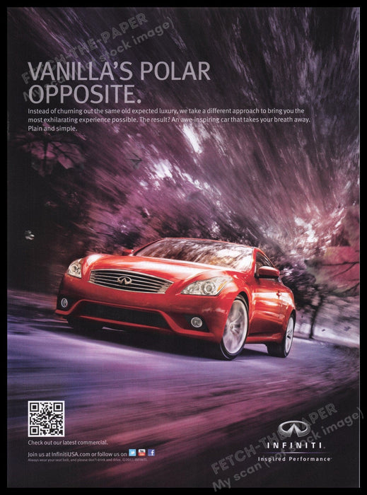 Infiniti Car 2000s Print Advertisement Ad 2011 Fetch the Paper!