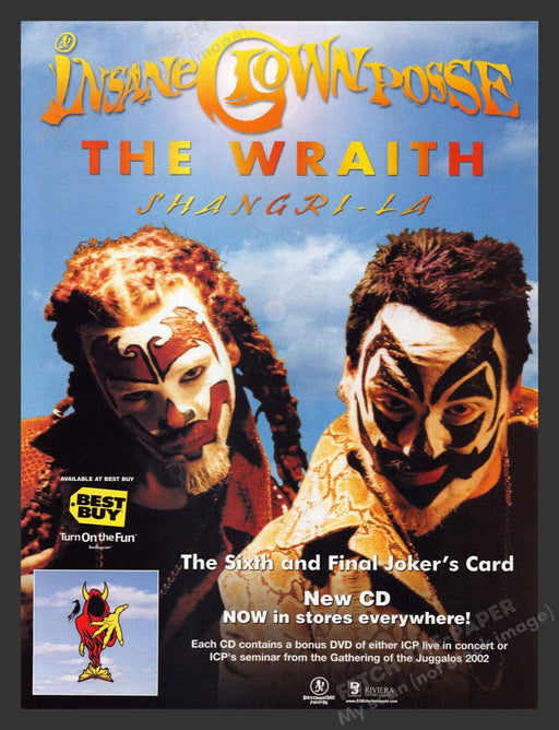 2002 Insane Clown Posse The Wrath Shangri-La Print Advertisement Ad
