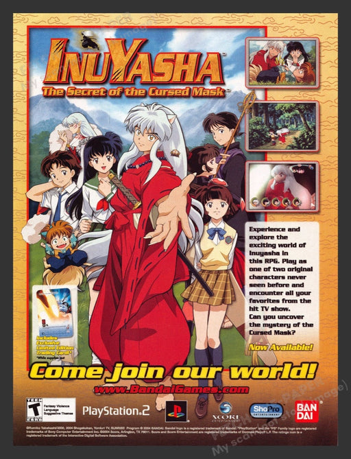 2004 Inu Yasha: The Secret of the Cursed Mask Video Game Print Advertisement