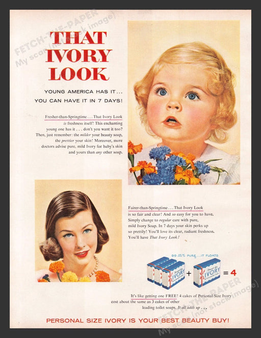 1956 Ivory Soap That Ivory Look Blue-eyed Blonde Toddler Print Advertisement Ad
