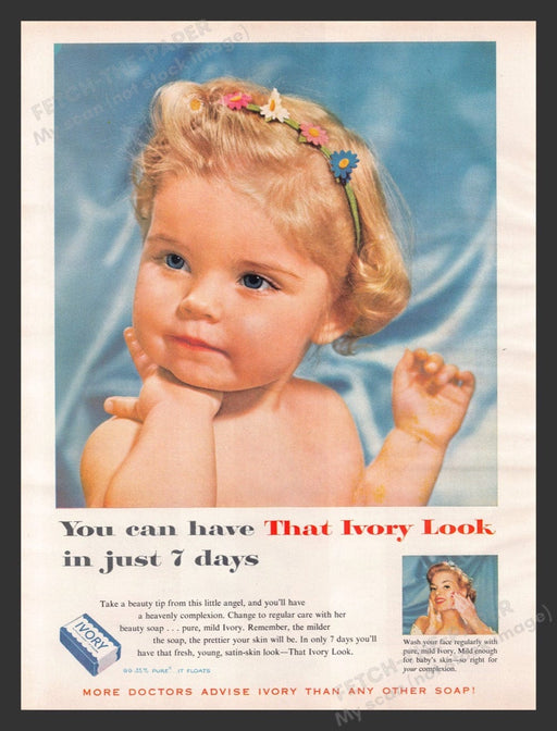 1956 Ivory Soap That Ivory Look Flower Headband Toddler Print Advertisement Ad