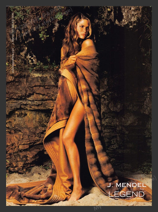 2000 J. Mendel Legend Mink Blanket Nude Model Beach Print Advertisement Ad