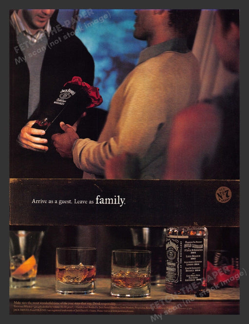 2002 Jack Daniel's "Arrive as a Guest. Leave as Family" Print Advertisement Ad