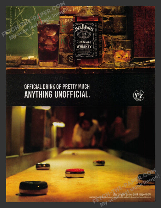 2005 Print Advertisement Jack Daniel's Shuffleboard Game Alcohol Ad.