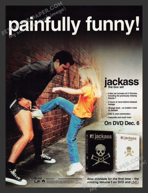 2005 Print Advertisement Jackass T.V. Show Johnny Knoxville Celebrity Ad.