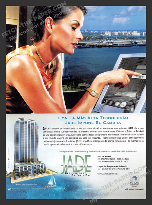 2004 Print Advertisement Jade Residences at Brickell Bay Condos Miami Spanish.