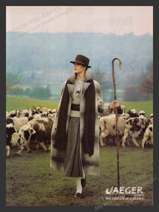 Jaeger London Model Sheep Herder 1980s Print Advertisement 1983 Fetch the Paper!