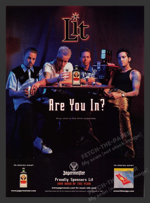 1999 Jagermeister Lit Band of the Year Print Advertisement Ad