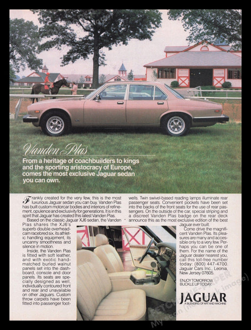Jaguar Car 1980s Print Advertisement Ad 1985 Vanden Plas Body Fetch the Paper!