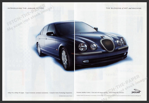 Jaguar S-Type Car 1990s Print Advertisement (2 pages) 1999 Art & Machine Fetch the Paper!