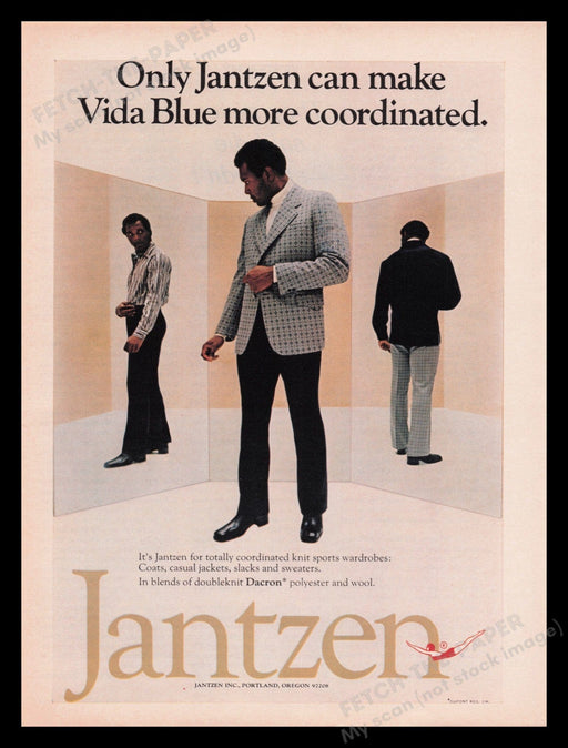 Jantzen Clothing 1970s Print Advertisement Ad 1972 Men's Sports Wardrobe Fetch the Paper!