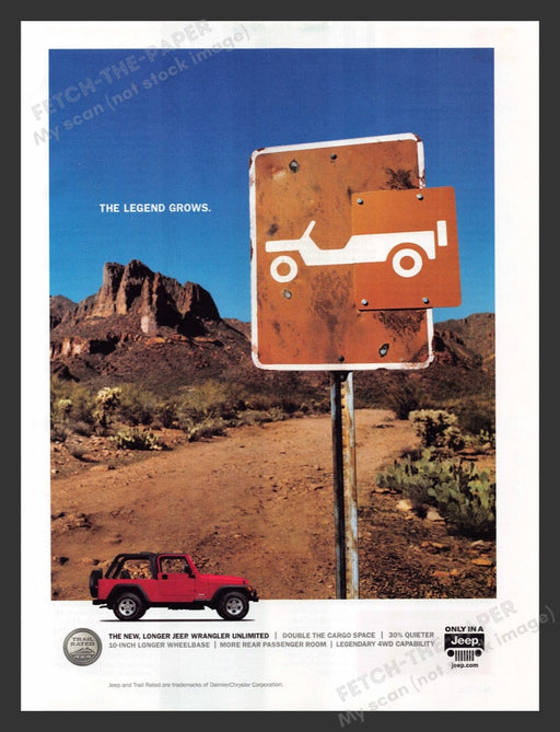 2004 Jeep Wrangler Unlimited "The Legend Grows" Print Advertisement Ad