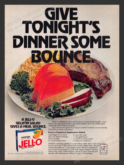 1980 Jell-O "Serve a Cinnamon Applesauce Salad" Recipe Print Advertisement Ad