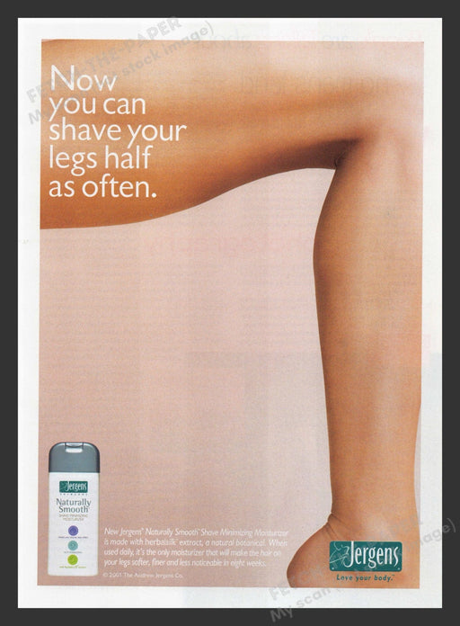 Jergens Long Smooth Legs 2000s Print Advertisement 2001 Fetch the Paper!
