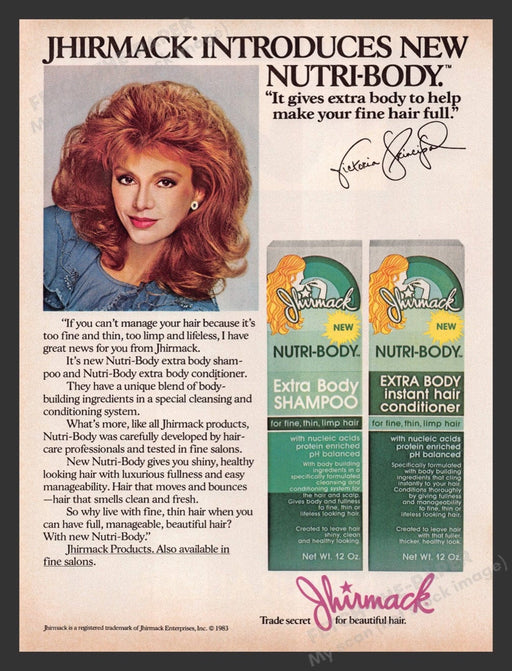 1983 Jhirmack Nutri-body Hair Products Victoria Principal Print Advertisement Ad