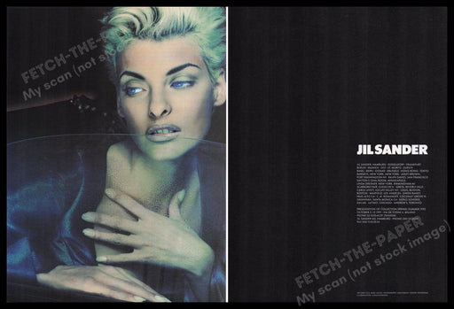 Jil Sander 1990s Print Advertisement (2 pages) 1991 Linda Evangelista Fetch the Paper!